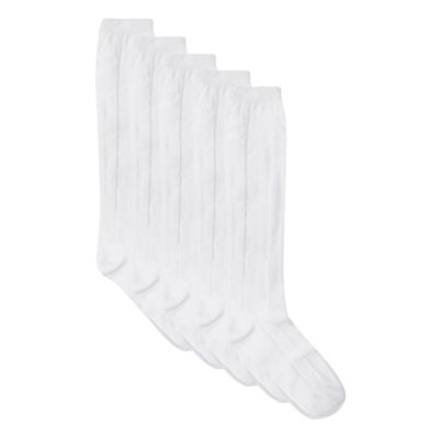 Pack of five girl's white knee high socks
